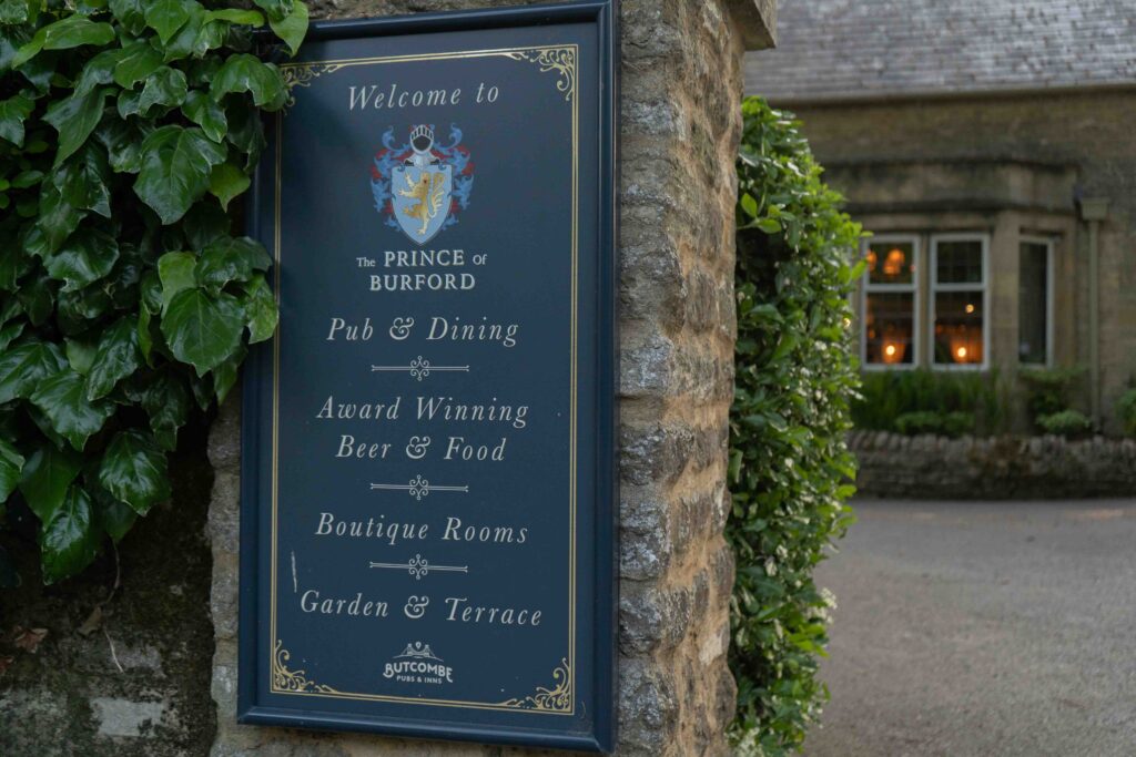 Sign outside the Prince of Burford