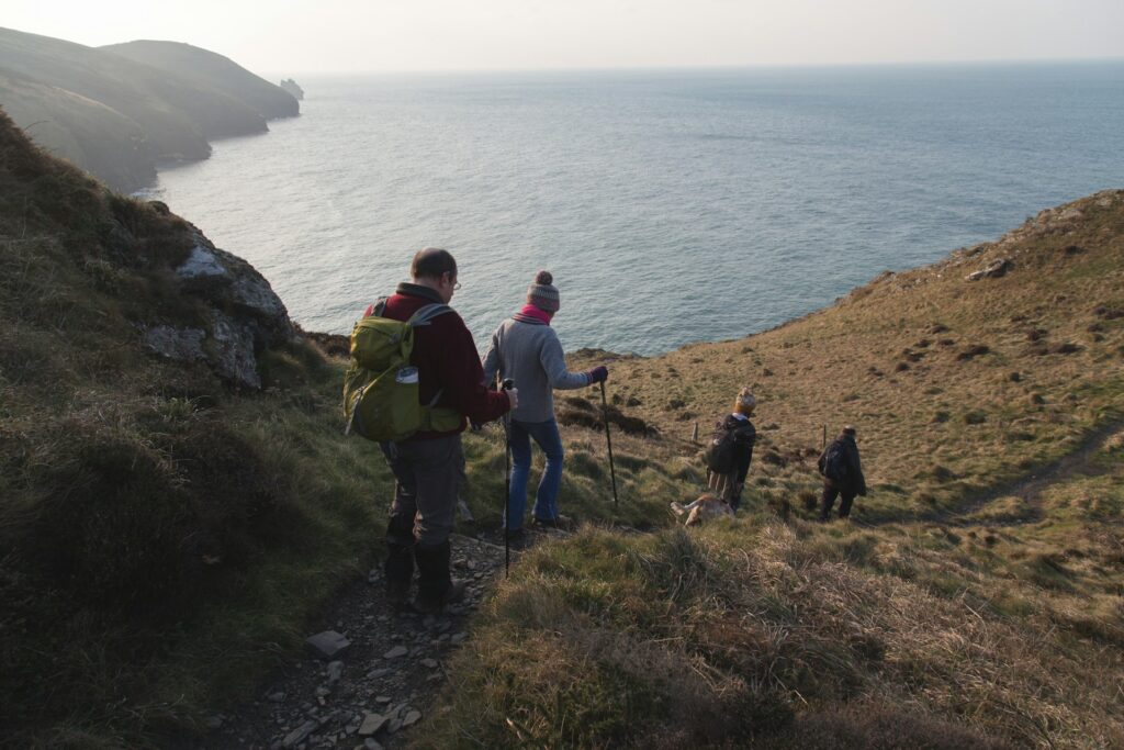 Walkers on the Cornish coast
