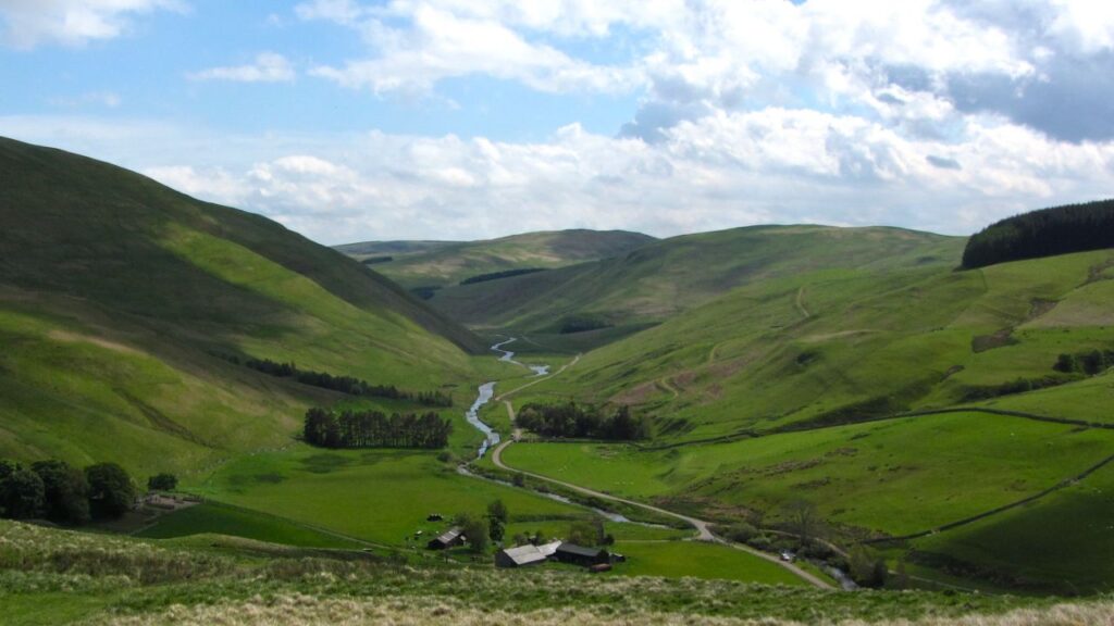 Beautiful view of Northumberland: Upper Coquetdale in the Cheviots