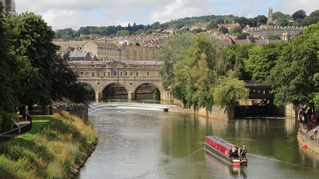 Canal boat on the River Avon in Bath