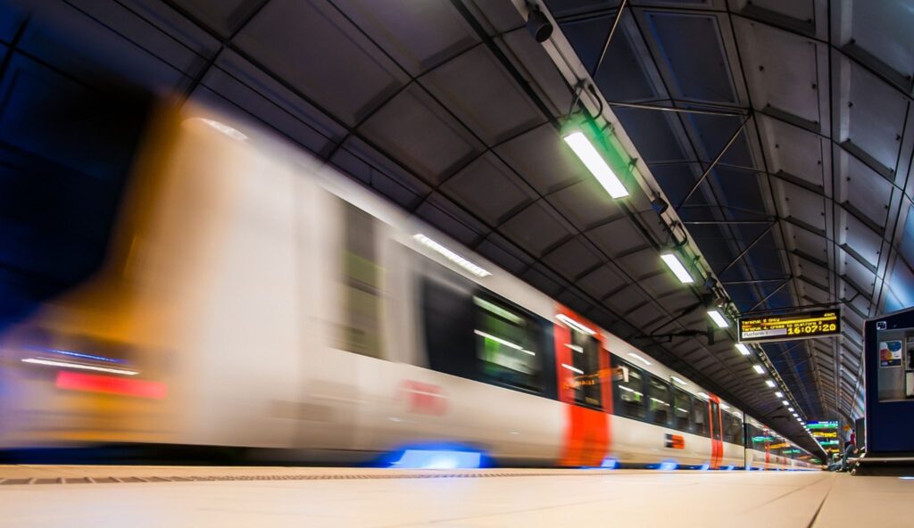 London Tube moving at speed