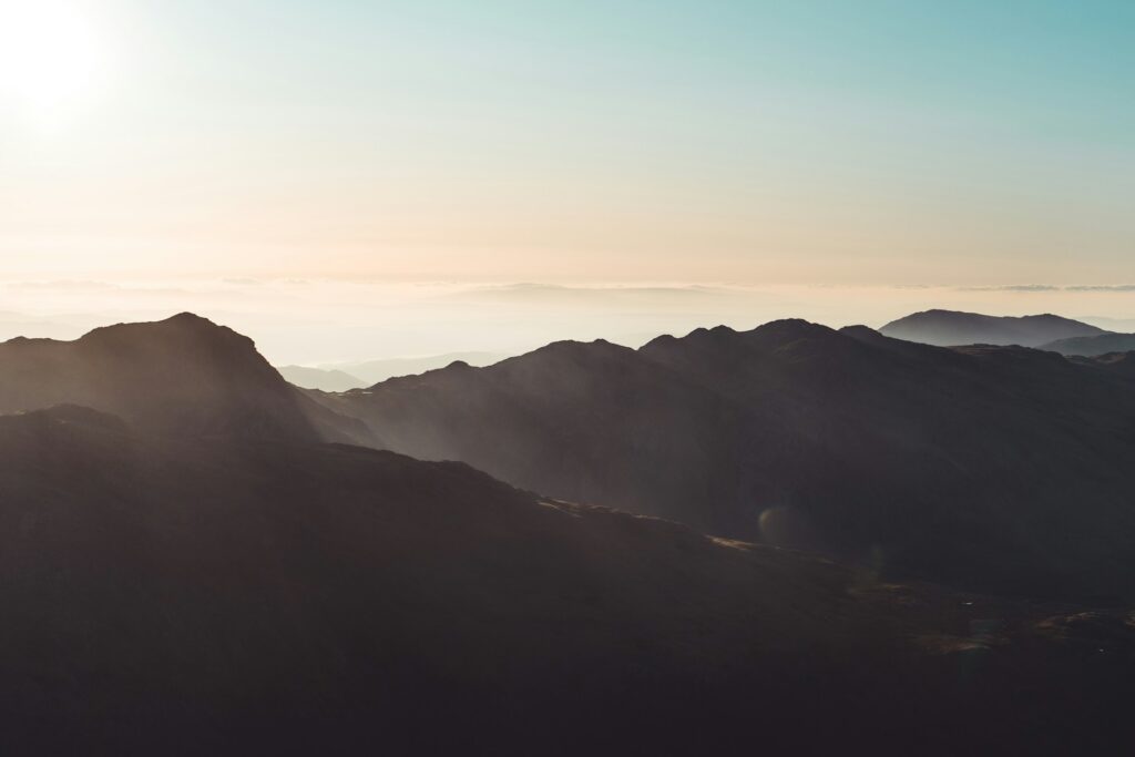 View from Scafell Pike at sunrise.