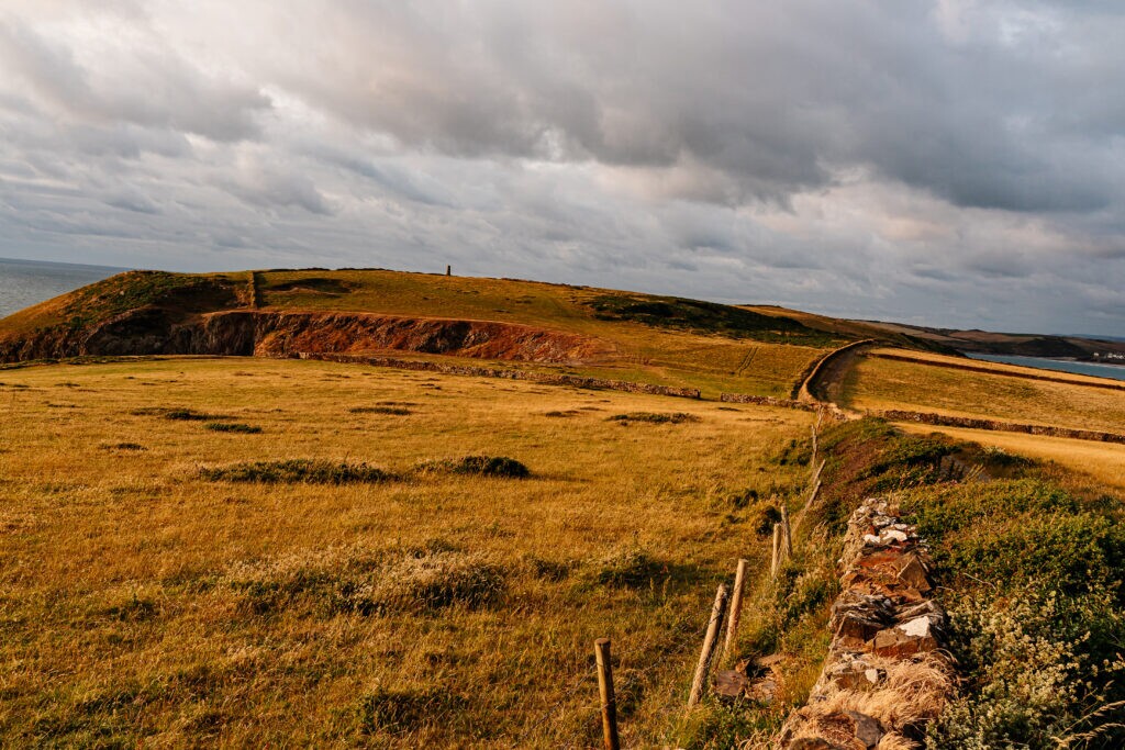 stepper point Cornwall at sunset