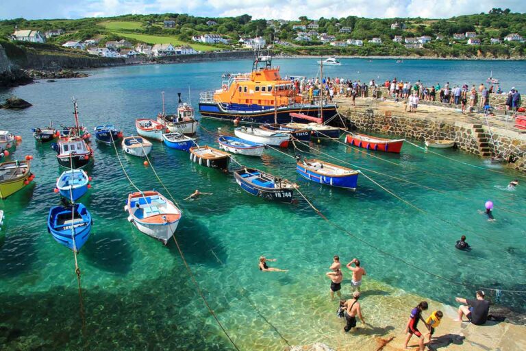 Coverack, Cornwall with RNLI lifeboat.