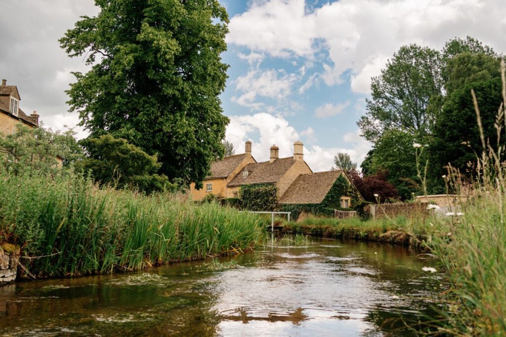 River flowing through a village in England