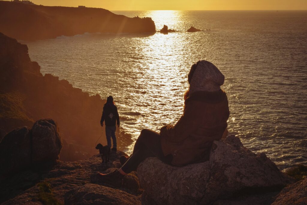 Sunset over cliffs, Sennen, Cornwall