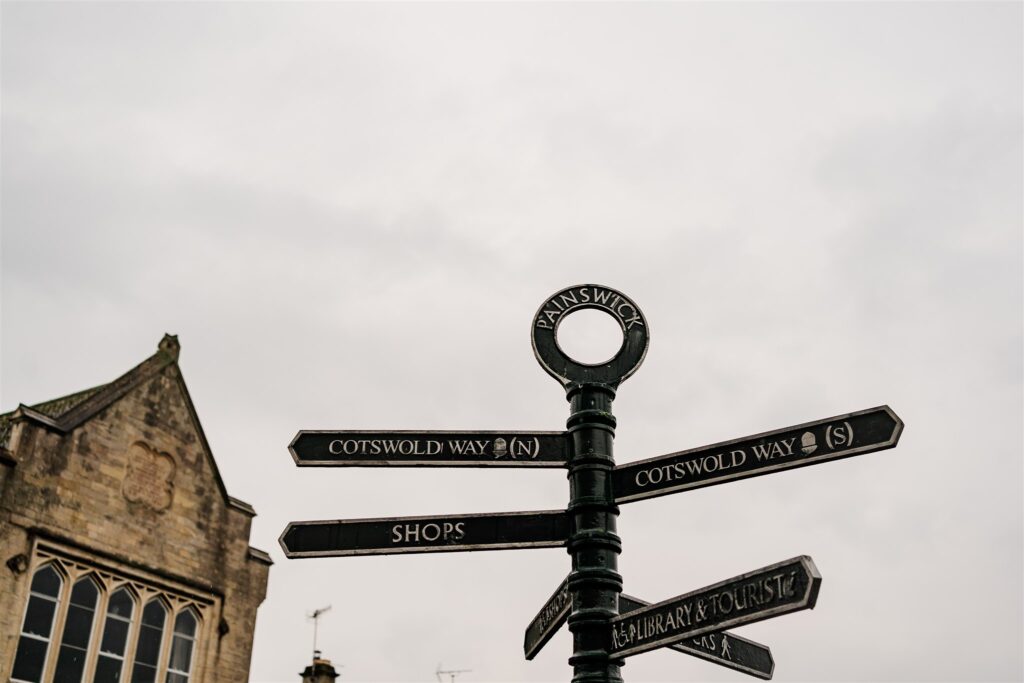 Signpost in Painswick, Cotswolds