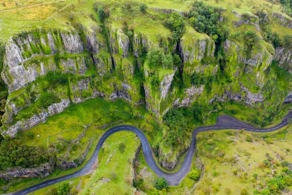 Aerial view of Cheddar Gorge, Somerset