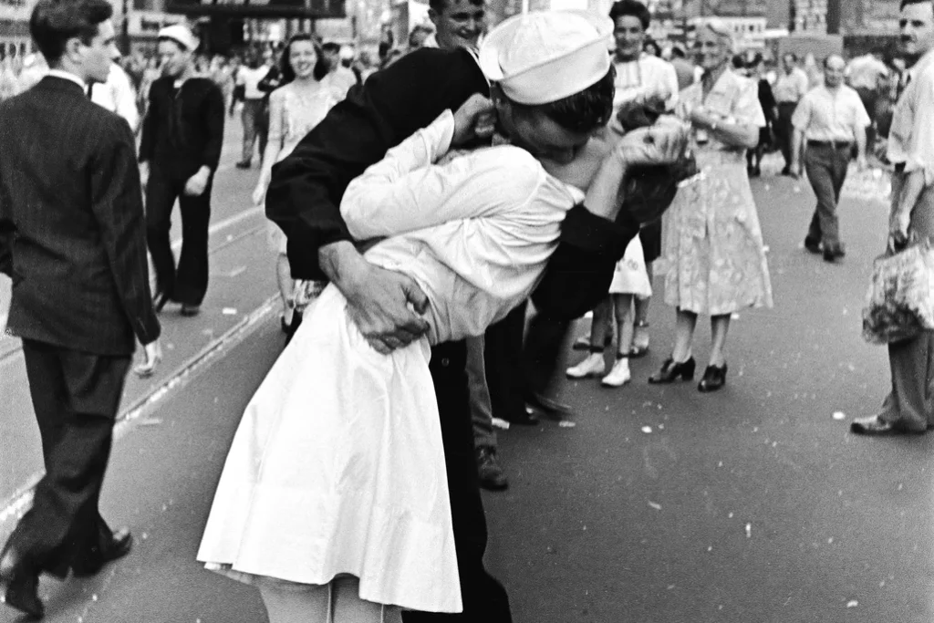 Alfred Eisenstaedt's iconic "V-J Day in Times Square" photo. Alfred Eisenstaedt/Time & Life Pictures/Getty Images