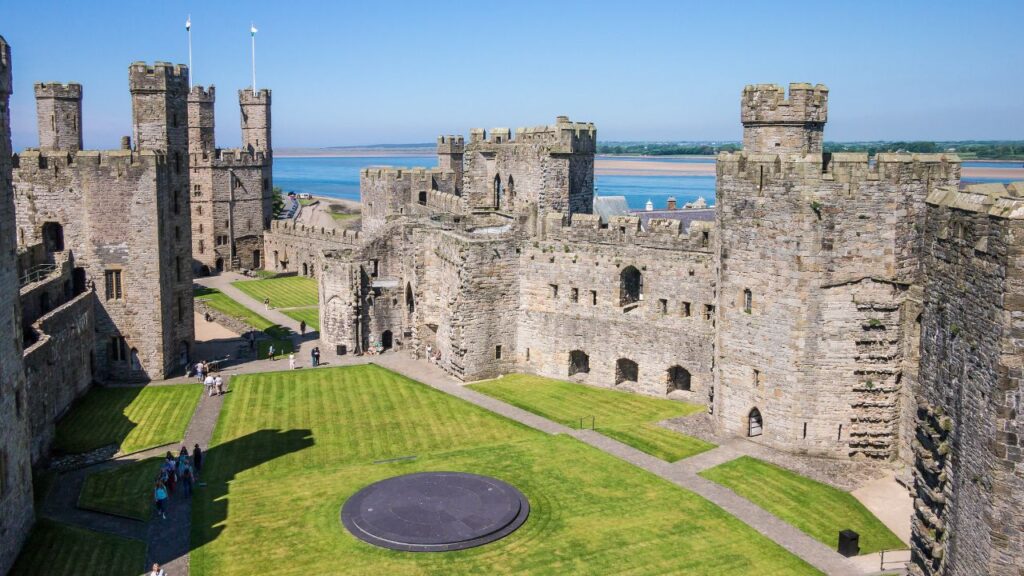 Caernarfon Castle and beach