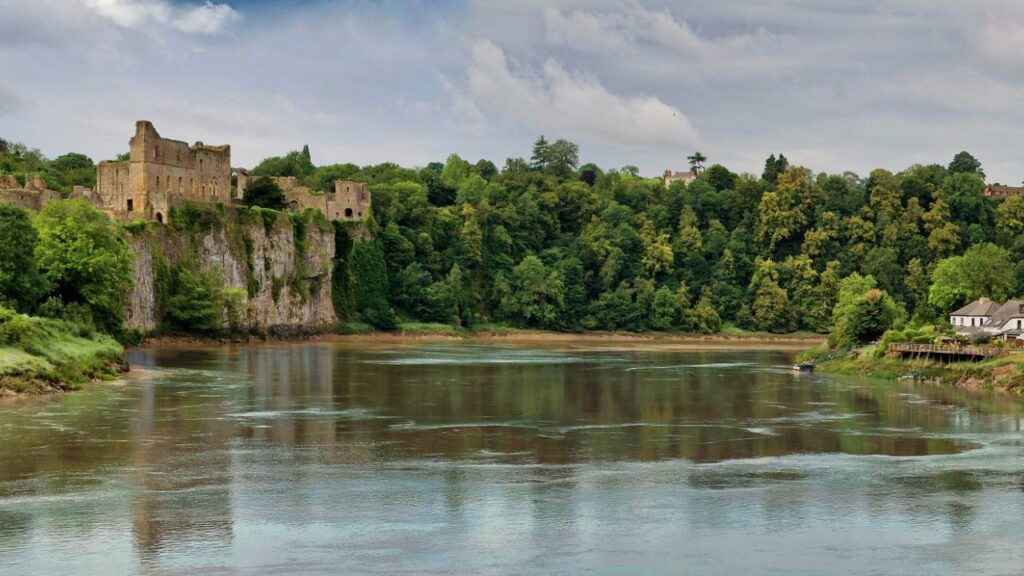 Chepstow Castle and lake