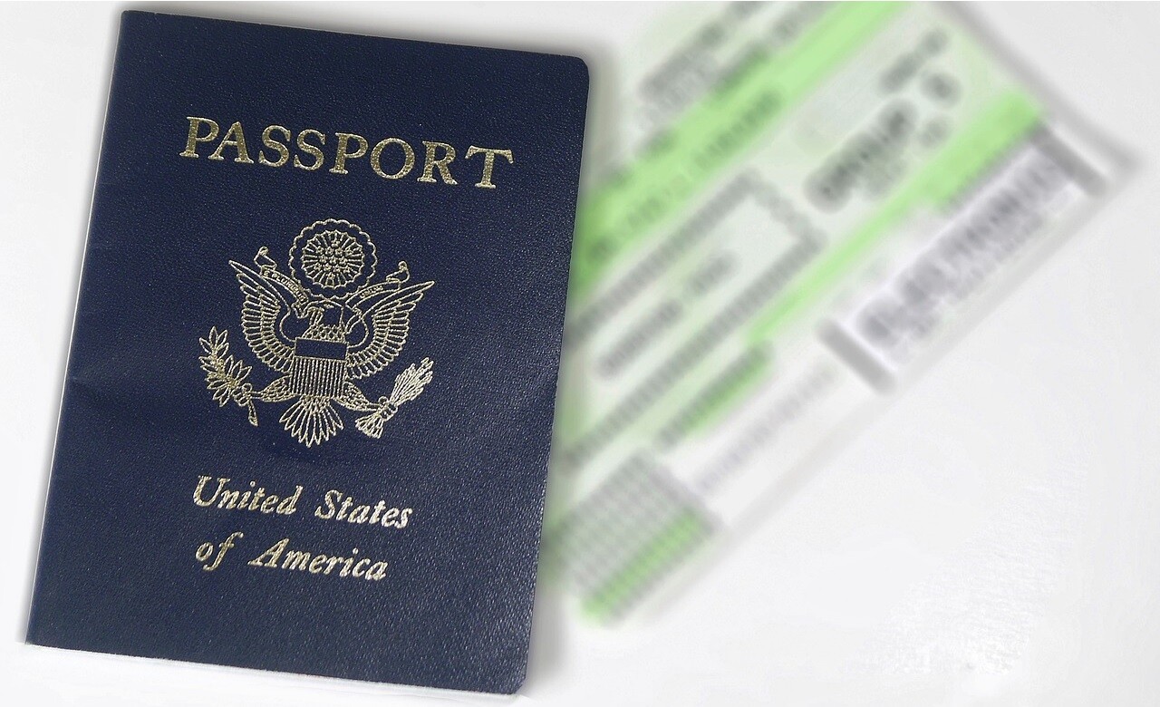 US passport and air ticket
