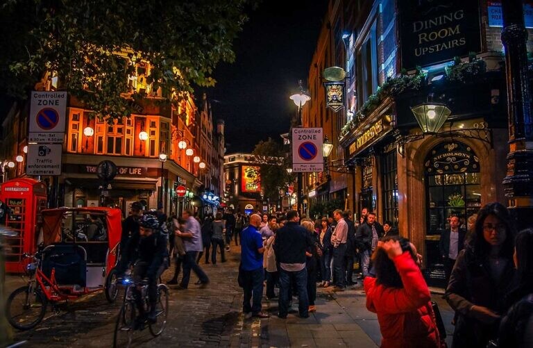 Nightlife on the streets of Soho London,UK-17.10 .2014